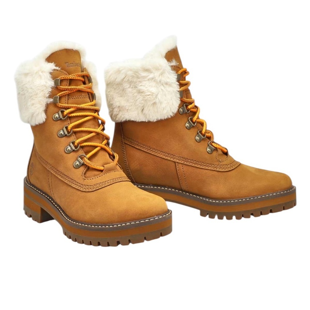 Timberland Tan Ankle Boots with Fur Trim